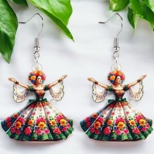 🆕 Colorful Acrylic Mexican Folk Dancer Earrings